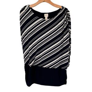 Chicos 3 Womens dark navy Striped Knit Top Size XL